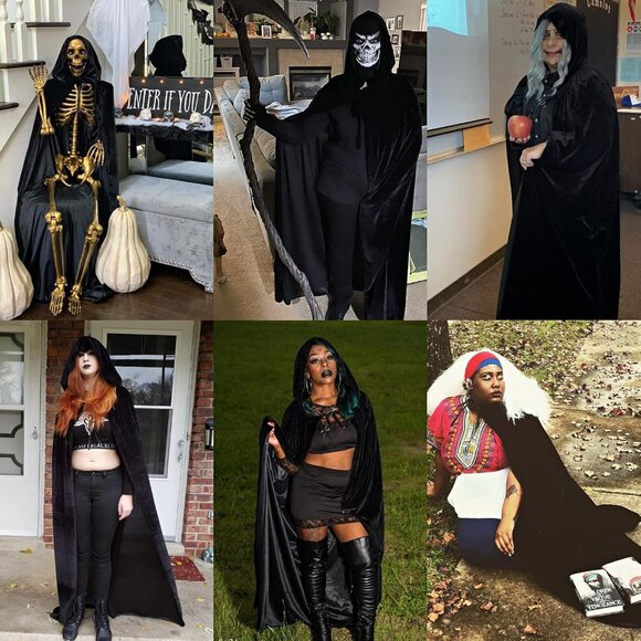 Women's Adult Black Velvet Cloak Costumes for Halloween Christmas Renaissance - Picture 7 of 9